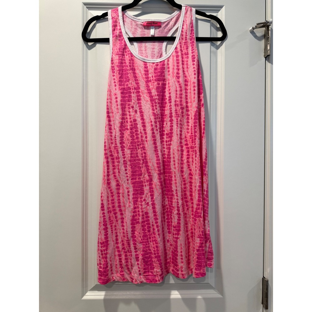 Sleep Riot Womens Pink Tie Dye Racerback Sleep Tank‎ Top Large 160257